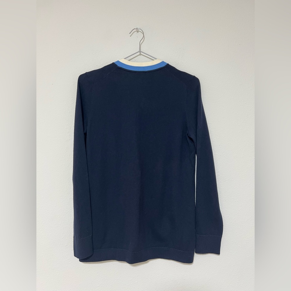 Talbots Navy Blue Soft Tipped Nautical Preppy Pearl Button Cardigan - Picture 5 of 9